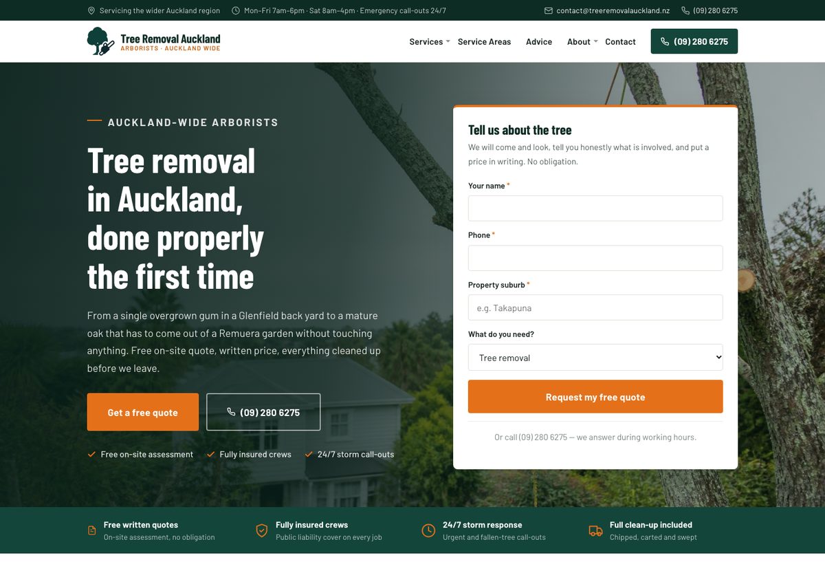A tree removal site built with the agent